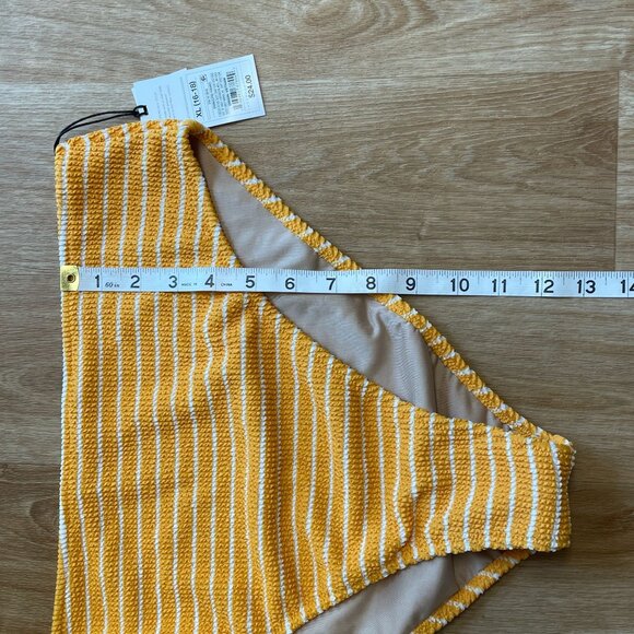 SHADE & SHORE BIKINI BOTTOM PUCKER HIGH WAIST CHEEKY XL ORANGE STRIPE NWT - Picture 9 of 9